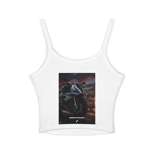 s1000rr cool Summer Top with Backprint, Motorcycle Spaghetti Strap Tank Top - Born to Race Graphic
