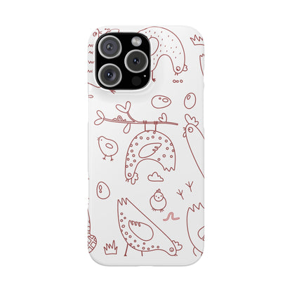 Whimsical Farmhouse Snap Cases, Cute Animal Phone Case, Chicken Design, Funny Gift for Bird Lovers, Quirky Art Mobile Cover