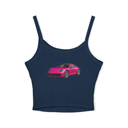 Pink Porsche Women's Spaghetti Strap Top, Porsche Top für Sommer, Auto-Liebhaber, Car Enthusiast Gift, Casual Summer Tank, Automotive