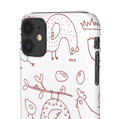 Whimsical Farmhouse Snap Cases, Cute Animal Phone Case, Chicken Design, Funny Gift for Bird Lovers, Quirky Art Mobile Cover