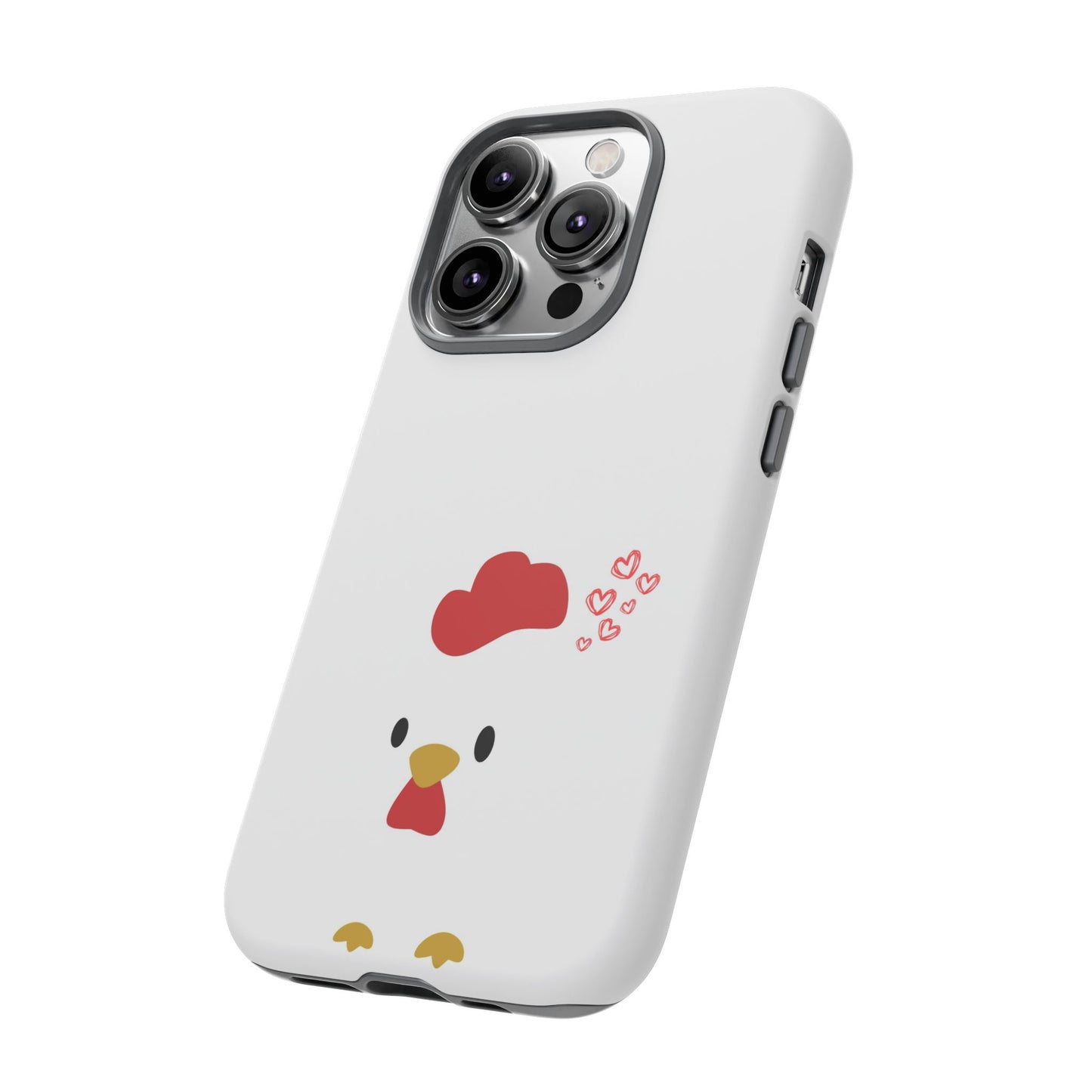 Cute Chicken Phone Case, Tough Cases for Animal Lovers, Valentine's Gift, Farmhouse Decor, Unique Mobile Accessories, Heart Design