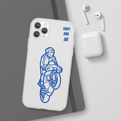 Motorcycle Flexi Cases - Shift and Go Design, Biker Gift, Phone Accessory, Sporty Case, Riding Enthusiast