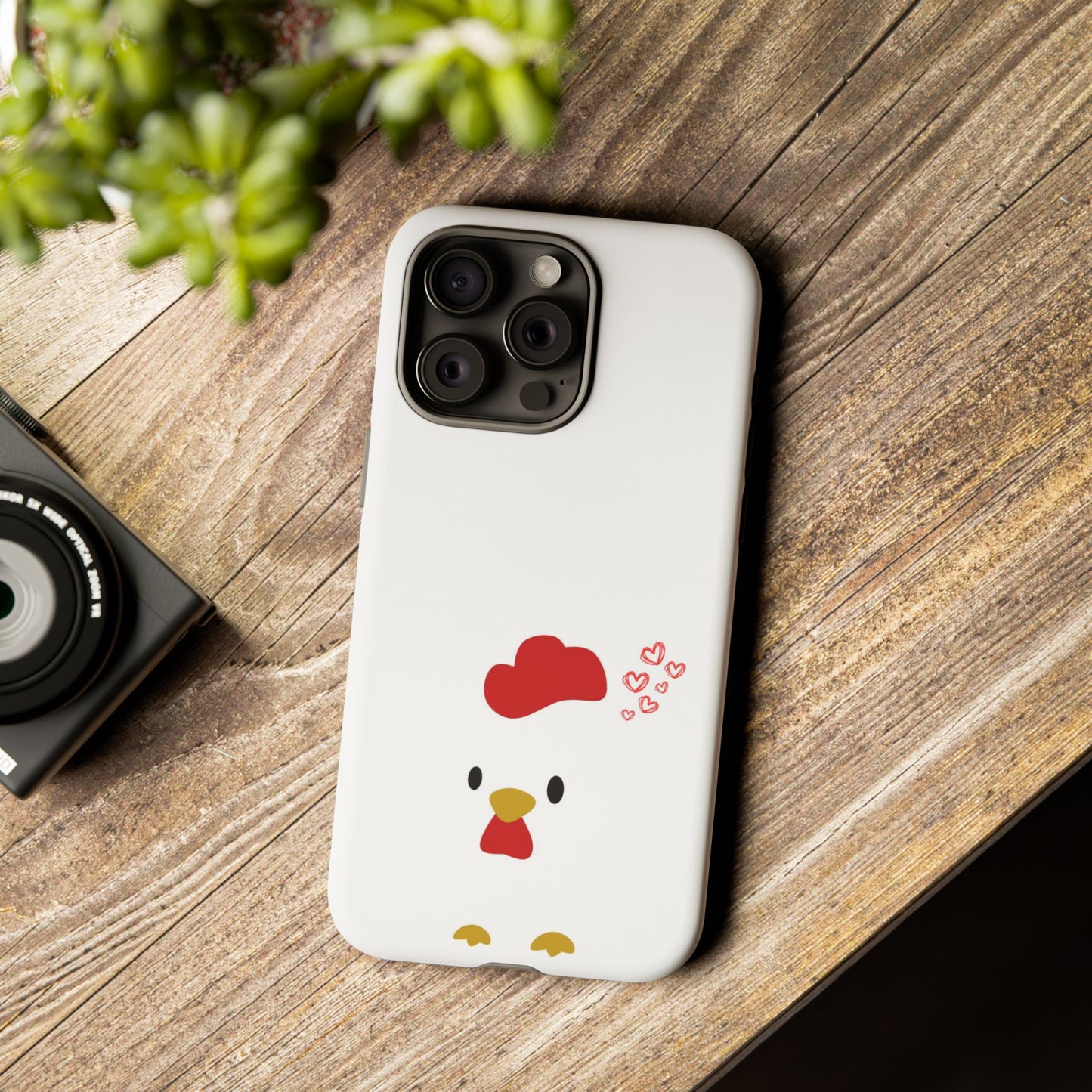 Cute Chicken Phone Case, Tough Cases for Animal Lovers, Valentine's Gift, Farmhouse Decor, Unique Mobile Accessories, Heart Design