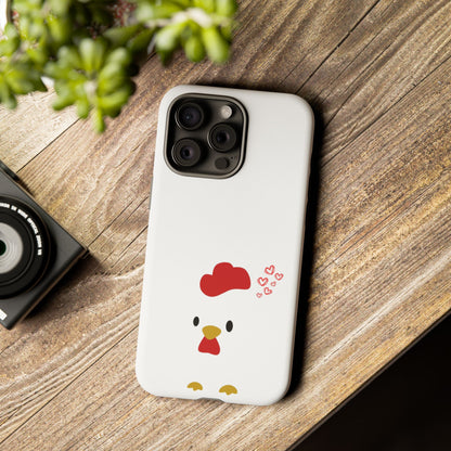 Cute Chicken Phone Case, Tough Cases for Animal Lovers, Valentine's Gift, Farmhouse Decor, Unique Mobile Accessories, Heart Design