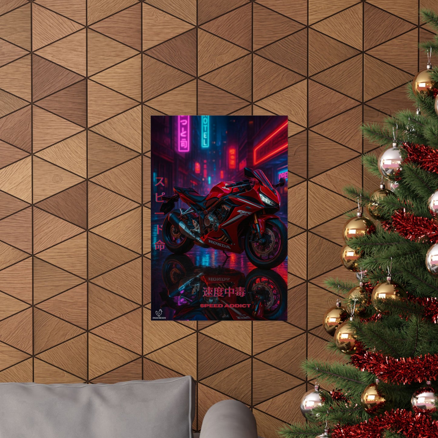 Affiche verticale mate néon moto 650r - Speed ​​&amp; Velocity Art
