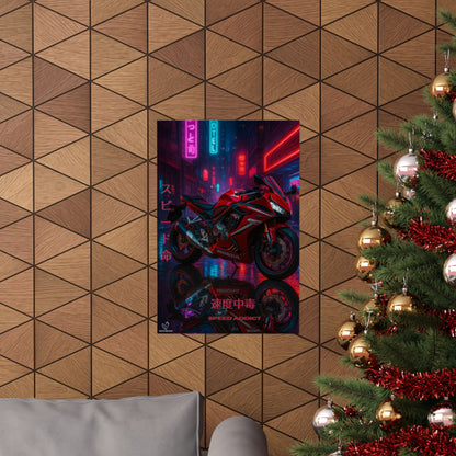Affiche verticale mate néon moto 650r - Speed ​​&amp; Velocity Art