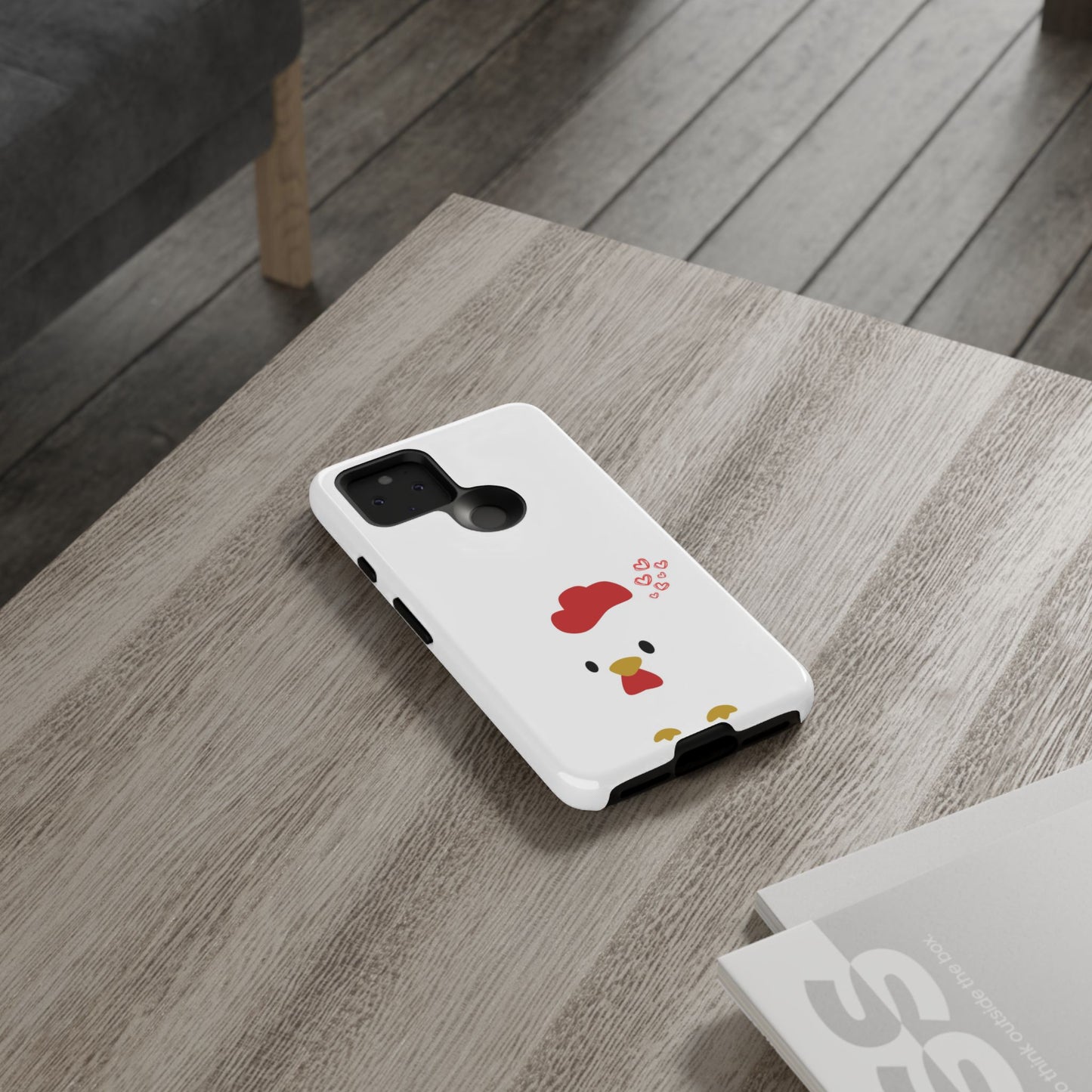 Cute Chicken Phone Case, Tough Cases for Animal Lovers, Valentine's Gift, Farmhouse Decor, Unique Mobile Accessories, Heart Design