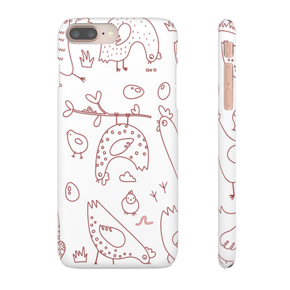 Whimsical Farmhouse Snap Cases, Cute Animal Phone Case, Chicken Design, Funny Gift for Bird Lovers, Quirky Art Mobile Cover
