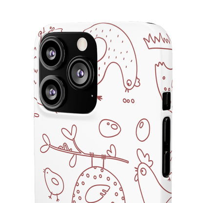 Whimsical Farmhouse Snap Cases, Cute Animal Phone Case, Chicken Design, Funny Gift for Bird Lovers, Quirky Art Mobile Cover