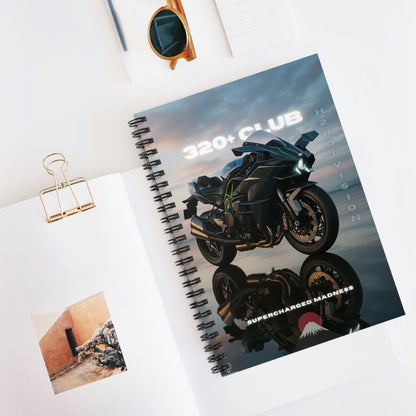 Green Motorcycle Enthusiast Spiral Notebook - 320+ Club Design, ai
