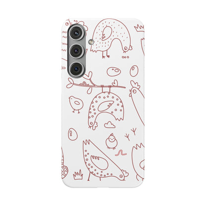 Whimsical Farmhouse Snap Cases, Cute Animal Phone Case, Chicken Design, Funny Gift for Bird Lovers, Quirky Art Mobile Cover