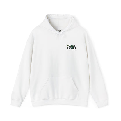 Green Motorcycle Embroidery Modern Minimalist Hoodie - Stylish Unisex Heavy Blend™ Sweatshirt with Graphic Design