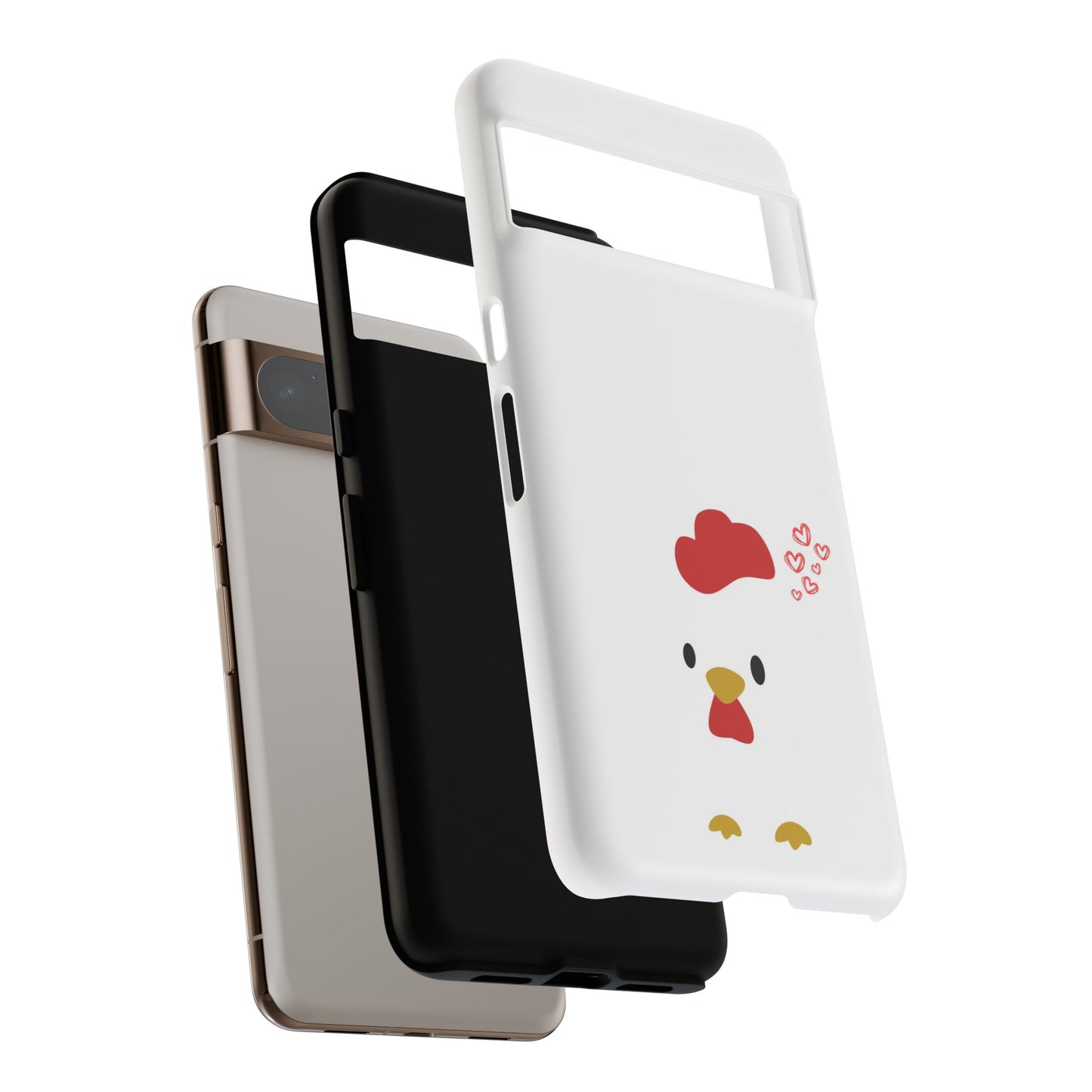 Cute Chicken Phone Case, Tough Cases for Animal Lovers, Valentine's Gift, Farmhouse Decor, Unique Mobile Accessories, Heart Design