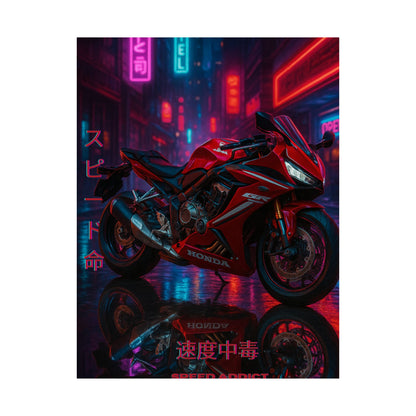 Affiche verticale mate néon moto 650r - Speed ​​&amp; Velocity Art