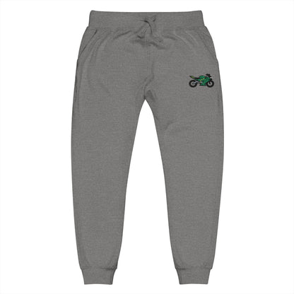 Kawasaki inspired Motorcycle Embroidered Unisex Fleece Sweatpants - Cozy & Stylish Activewear