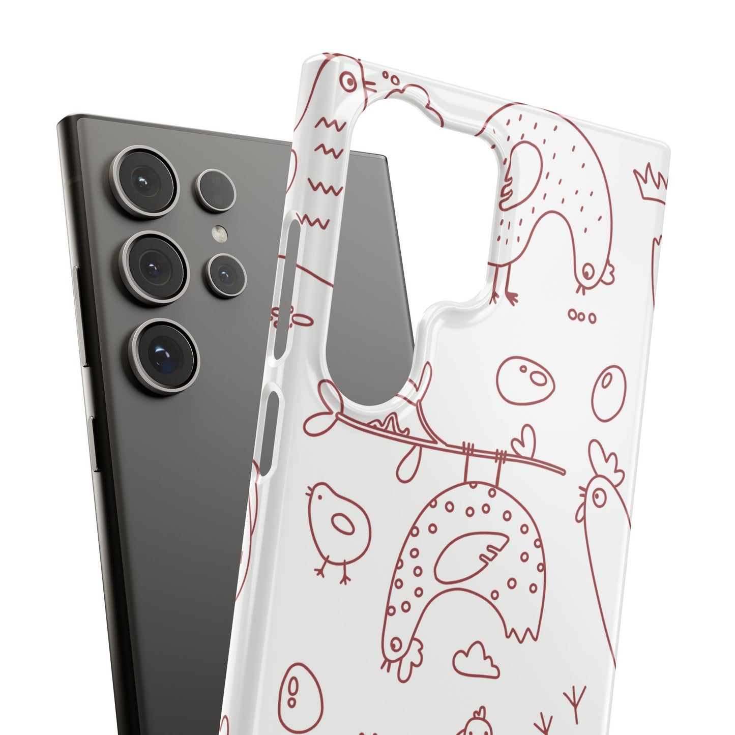 Whimsical Farmhouse Snap Cases, Cute Animal Phone Case, Chicken Design, Funny Gift for Bird Lovers, Quirky Art Mobile Cover