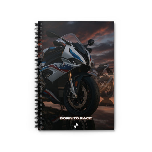 White Blue Red Spiral Notebook - 'Born to Race', ai