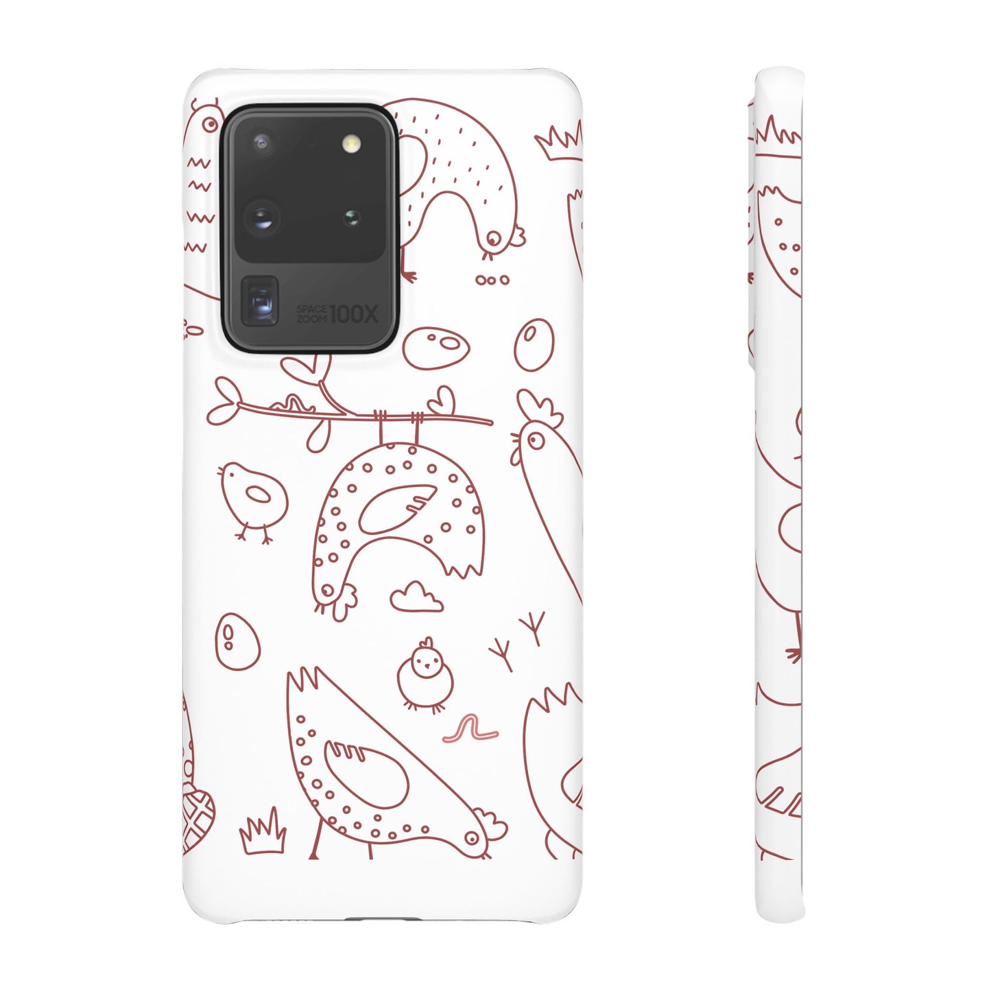 Whimsical Farmhouse Snap Cases, Cute Animal Phone Case, Chicken Design, Funny Gift for Bird Lovers, Quirky Art Mobile Cover