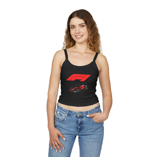 F1 Racing Women's Spaghetti Strap Tank Top, Sports Apparel, Motorsport Fans, Summer Wear, Gift for Car Lovers, Casual Style