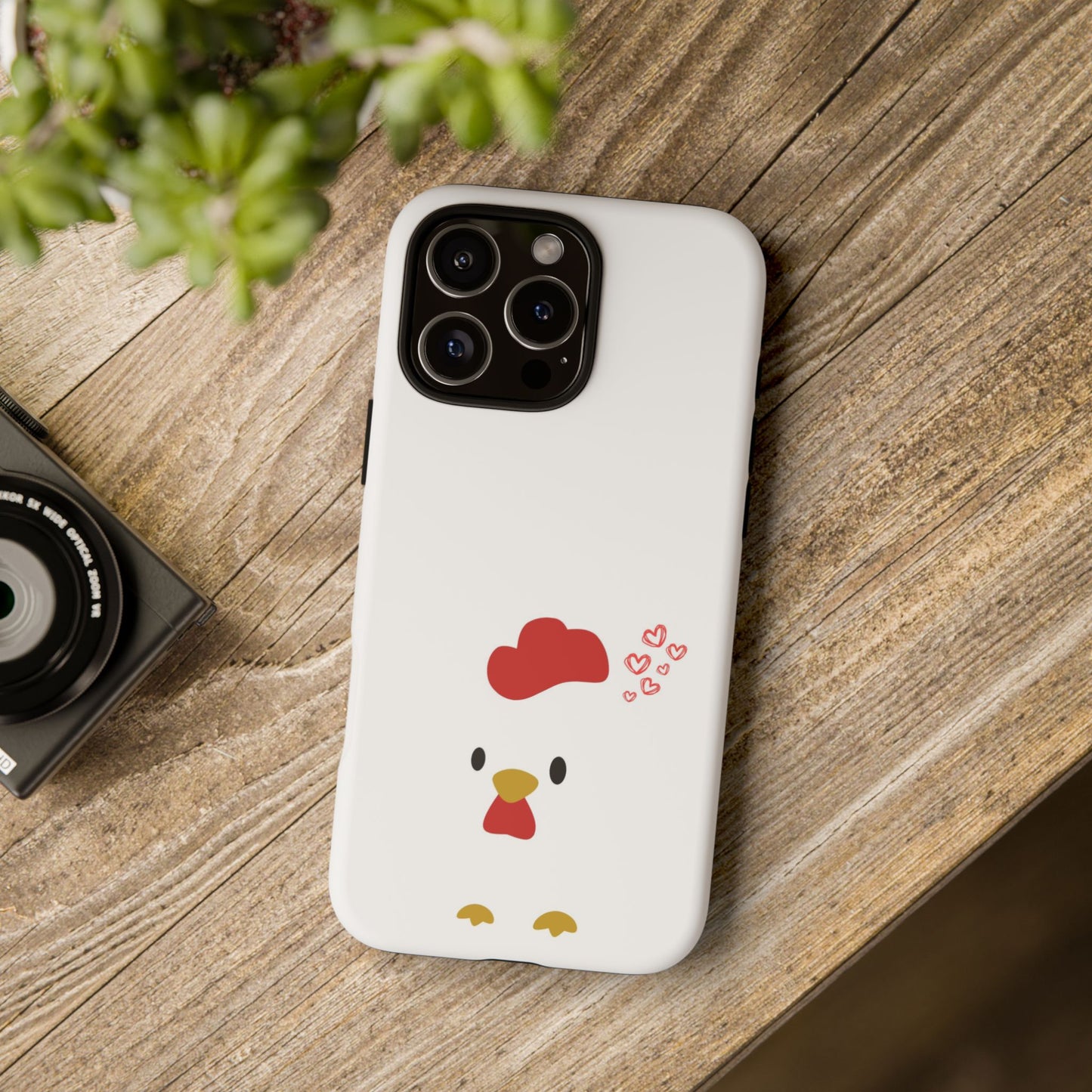 Cute Chicken Phone Case, Tough Cases for Animal Lovers, Valentine's Gift, Farmhouse Decor, Unique Mobile Accessories, Heart Design