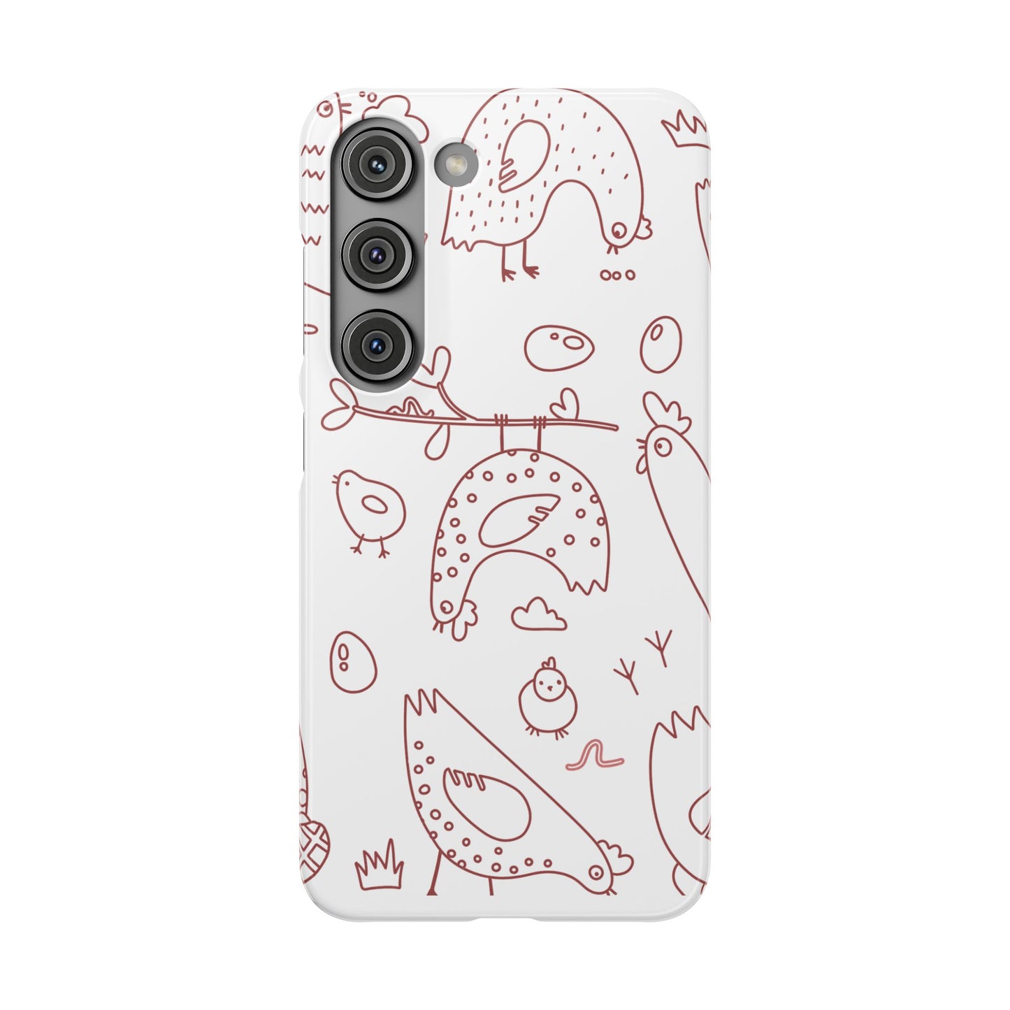 Whimsical Farmhouse Snap Cases, Cute Animal Phone Case, Chicken Design, Funny Gift for Bird Lovers, Quirky Art Mobile Cover