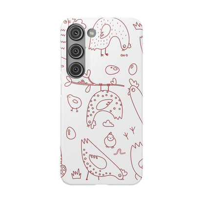Whimsical Farmhouse Snap Cases, Cute Animal Phone Case, Chicken Design, Funny Gift for Bird Lovers, Quirky Art Mobile Cover
