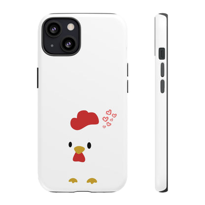 Cute Chicken Phone Case, Tough Cases for Animal Lovers, Valentine's Gift, Farmhouse Decor, Unique Mobile Accessories, Heart Design