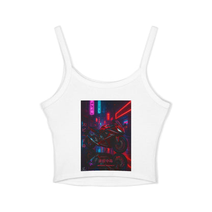 650r Backprint, Motorcycle-Themed Women's Spaghetti Strap Tank Top – Edgy Biker Vibes