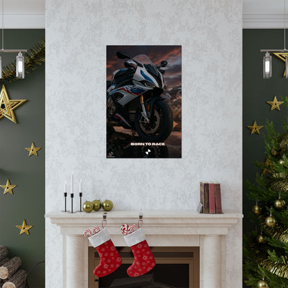 Affiche verticale mate pour moto S1000RR – « Born to Race » – Idéale pour les motards et les passionnés de course