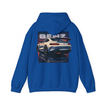 BenZ inspired Racing Hoodie  with backprint- White racing car with rear spoiler