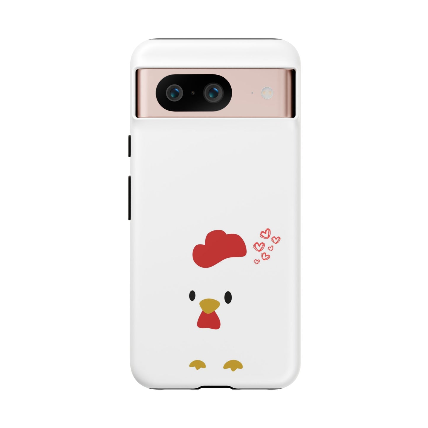 Cute Chicken Phone Case, Tough Cases for Animal Lovers, Valentine's Gift, Farmhouse Decor, Unique Mobile Accessories, Heart Design