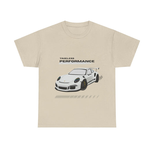 Performance intemporelle, Porsche, T-shirt unisexe en coton épais, T-shirt pour passionné d'automobile, Cadeau automobile, Vêtements de sport automobile, Tenue décontractée, T-shirt unisexe