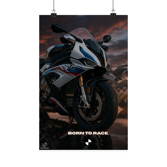 Affiche verticale mate pour moto S1000RR – « Born to Race » – Idéale pour les motards et les passionnés de course
