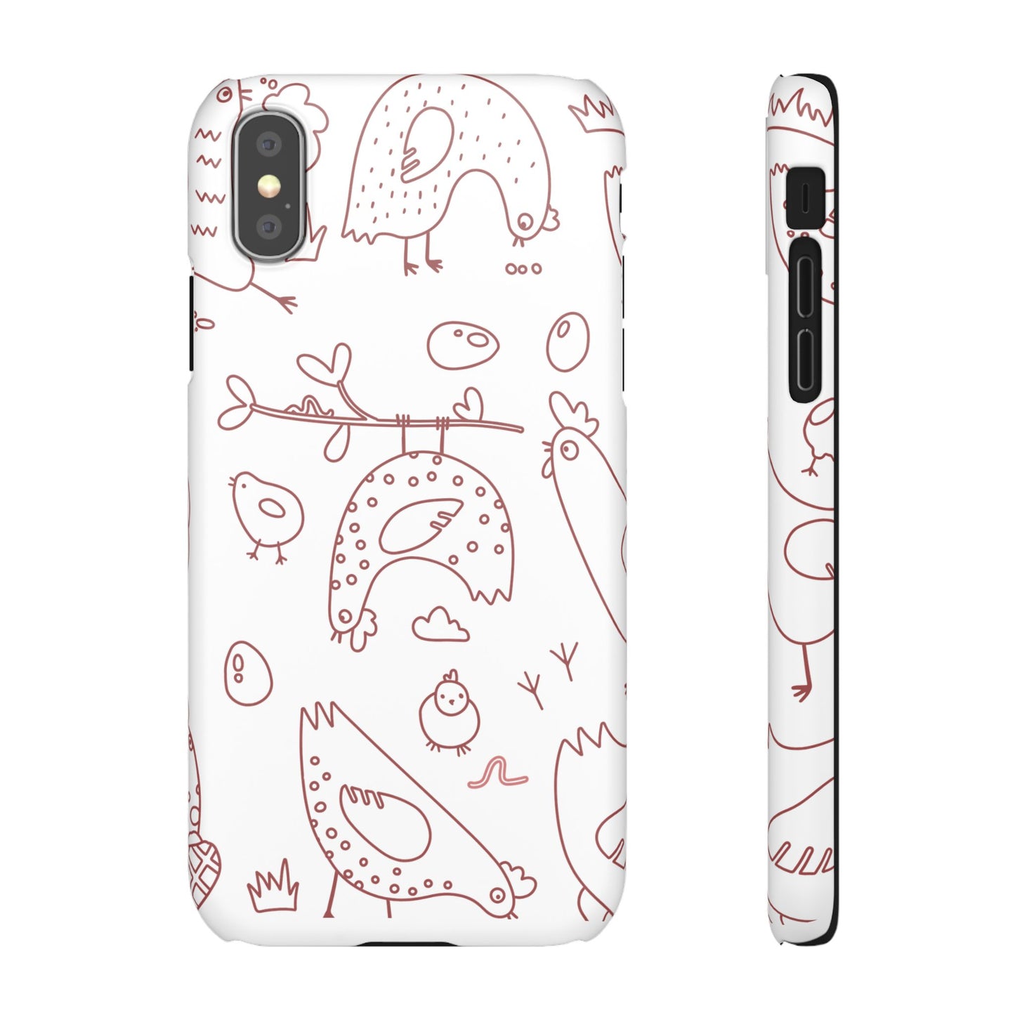 Whimsical Farmhouse Snap Cases, Cute Animal Phone Case, Chicken Design, Funny Gift for Bird Lovers, Quirky Art Mobile Cover
