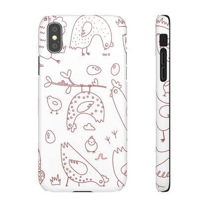Whimsical Farmhouse Snap Cases, Cute Animal Phone Case, Chicken Design, Funny Gift for Bird Lovers, Quirky Art Mobile Cover