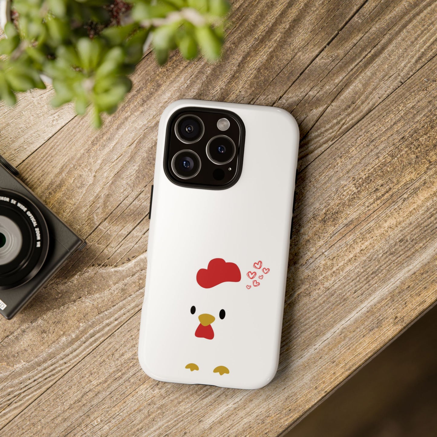Cute Chicken Phone Case, Tough Cases for Animal Lovers, Valentine's Gift, Farmhouse Decor, Unique Mobile Accessories, Heart Design