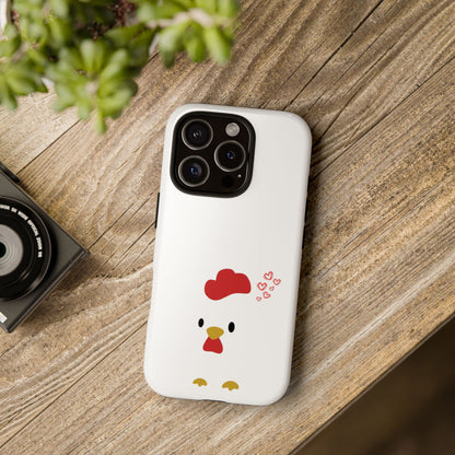 Cute Chicken Phone Case, Tough Cases for Animal Lovers, Valentine's Gift, Farmhouse Decor, Unique Mobile Accessories, Heart Design