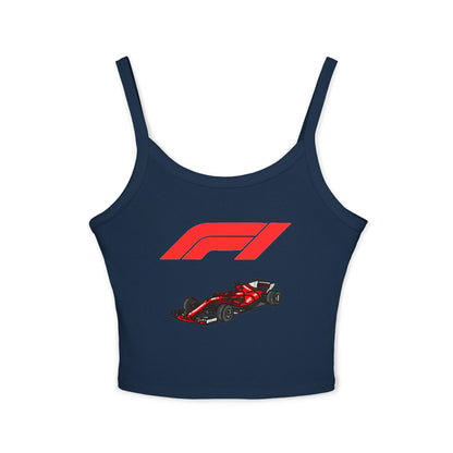 F1 Racing Women's Spaghetti Strap Tank Top, Sports Apparel, Motorsport Fans, Summer Wear, Gift for Car Lovers, Casual Style