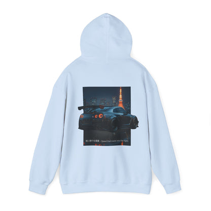 Night Race Vibes with Checkered Design - Unisex Heavy Blend™ Hooded Sweatshirt -