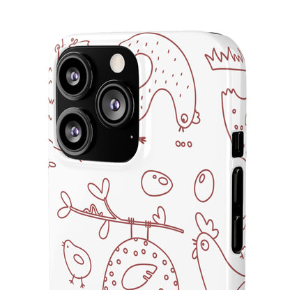 Whimsical Farmhouse Snap Cases, Cute Animal Phone Case, Chicken Design, Funny Gift for Bird Lovers, Quirky Art Mobile Cover