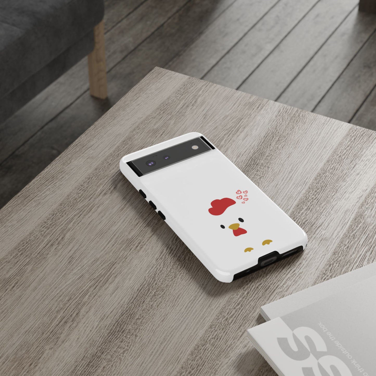 Cute Chicken Phone Case, Tough Cases for Animal Lovers, Valentine's Gift, Farmhouse Decor, Unique Mobile Accessories, Heart Design
