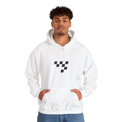 Night Race Vibes with Checkered Design - Unisex Heavy Blend™ Hooded Sweatshirt -