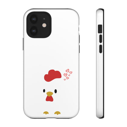 Cute Chicken Phone Case, Tough Cases for Animal Lovers, Valentine's Gift, Farmhouse Decor, Unique Mobile Accessories, Heart Design