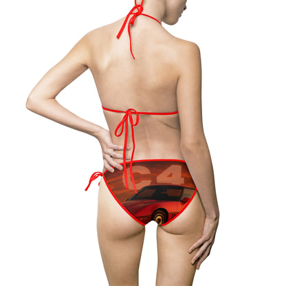 Retro Racing Print Bikini Swimsuit for Women