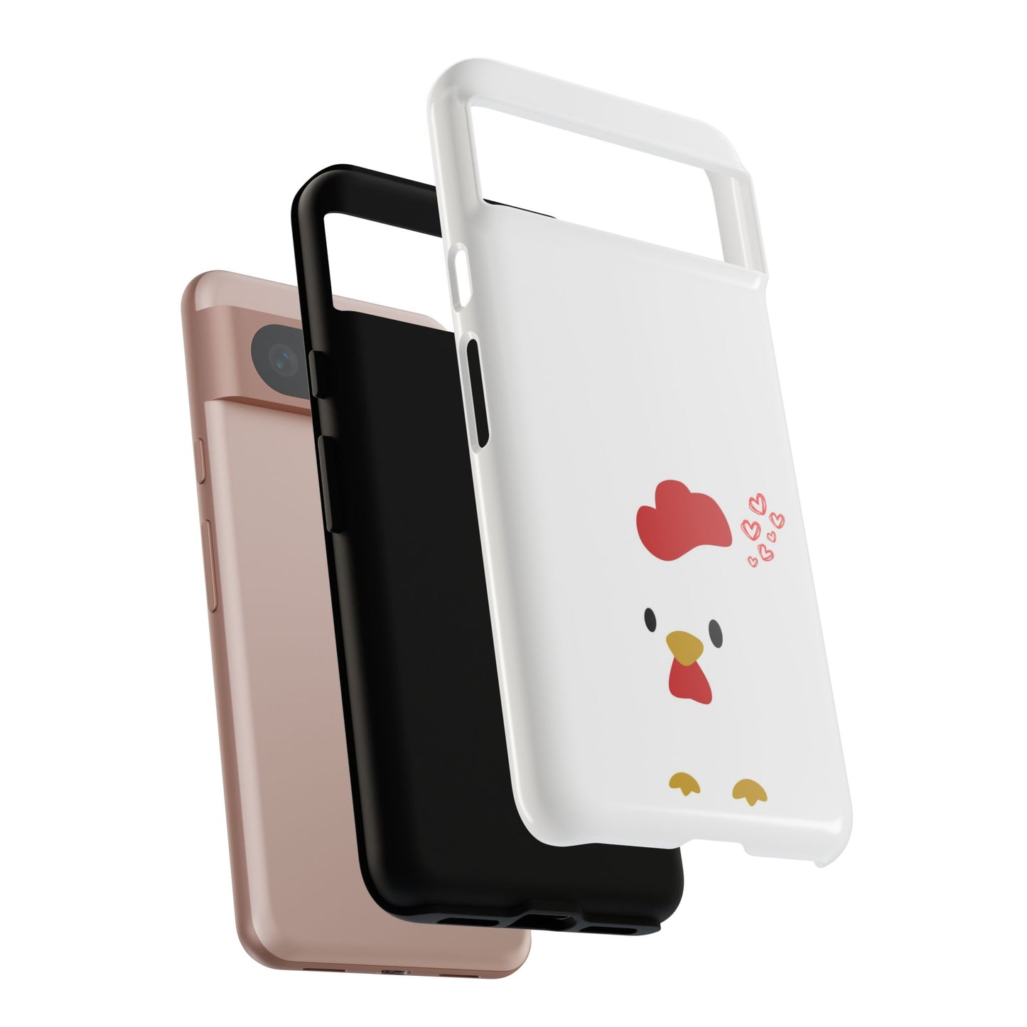 Cute Chicken Phone Case, Tough Cases for Animal Lovers, Valentine's Gift, Farmhouse Decor, Unique Mobile Accessories, Heart Design