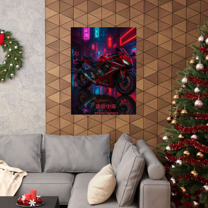 Affiche verticale mate néon moto 650r - Speed ​​&amp; Velocity Art