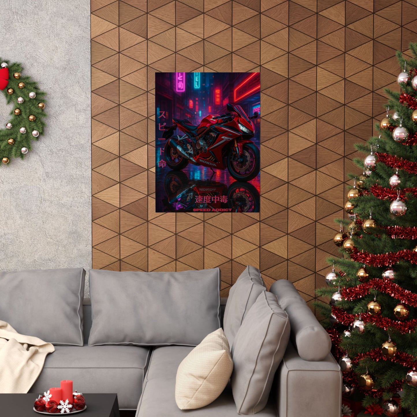 Affiche verticale mate néon moto 650r - Speed ​​&amp; Velocity Art