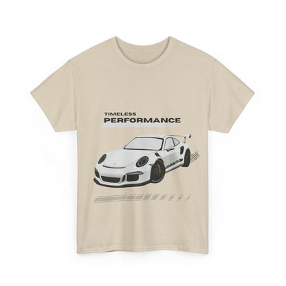 Performance intemporelle, Porsche, T-shirt unisexe en coton épais, T-shirt pour passionné d'automobile, Cadeau automobile, Vêtements de sport automobile, Tenue décontractée, T-shirt unisexe