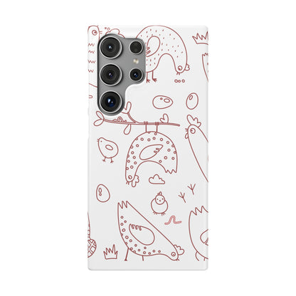 Whimsical Farmhouse Snap Cases, Cute Animal Phone Case, Chicken Design, Funny Gift for Bird Lovers, Quirky Art Mobile Cover