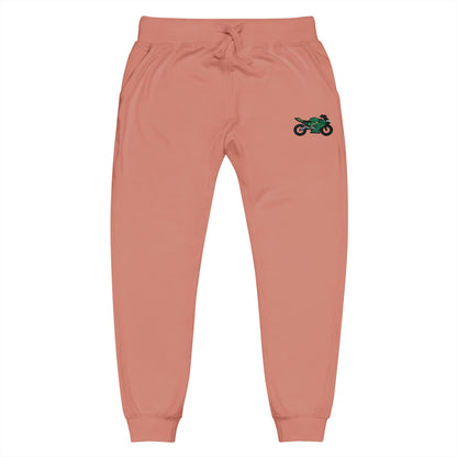 Kawasaki inspired Motorcycle Embroidered Unisex Fleece Sweatpants - Cozy & Stylish Activewear